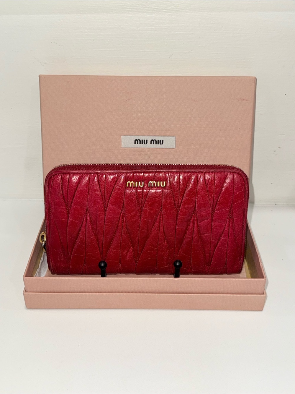 MIU MIU Red Metalasse Wallet